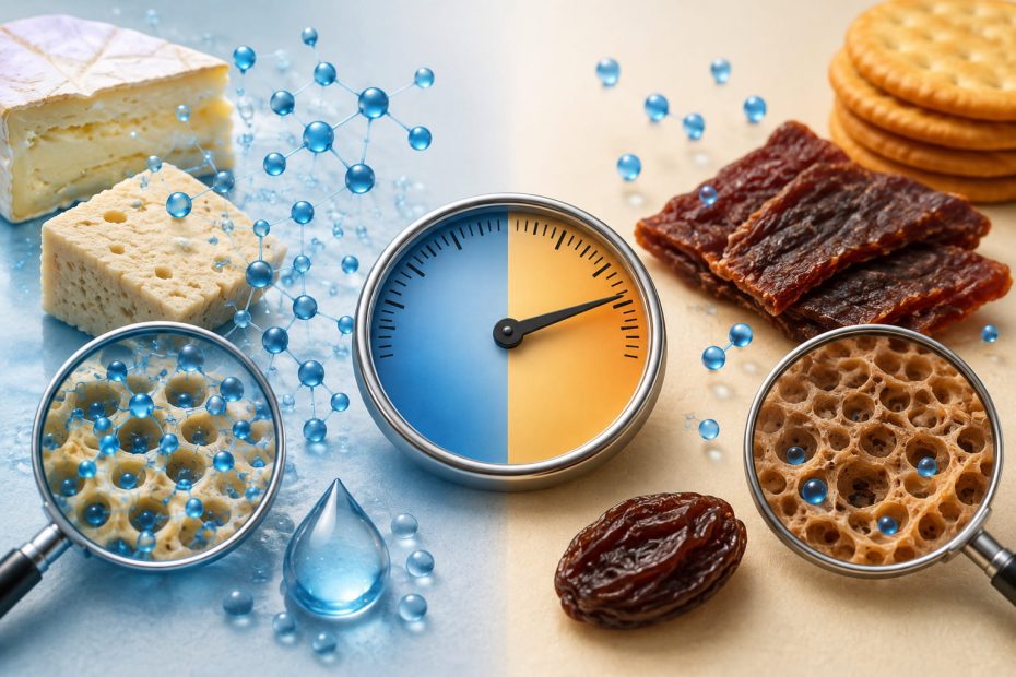Medidor de actividad de agua analizando una muestra de alimento